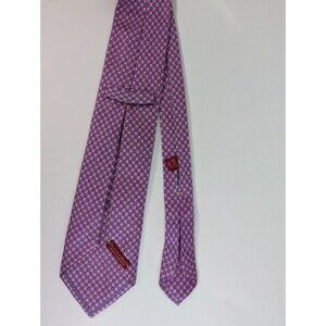 Damiano Presta Sevenfold Silk Tie Pink Blue Geometric Necktie Italy